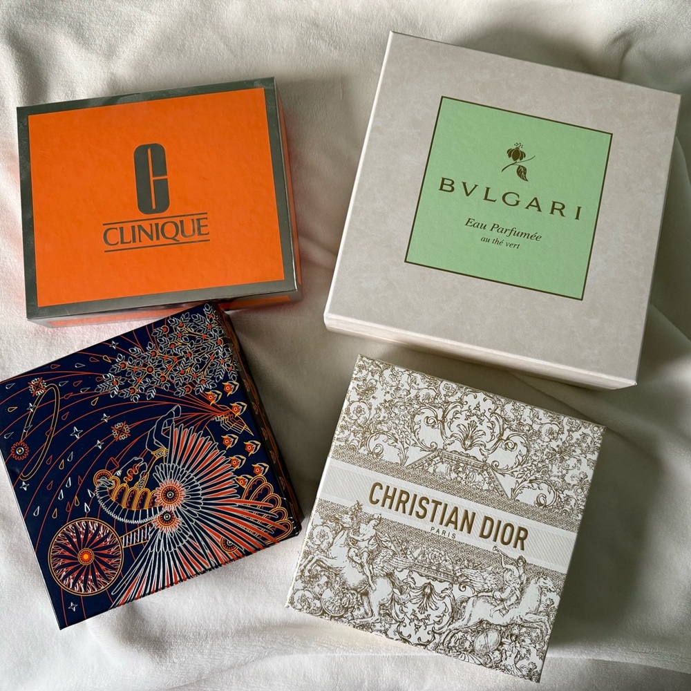 Assorted Designer Fragrance & Cosmetic Boxes — Clinique, Bvlgari, Christian Dior